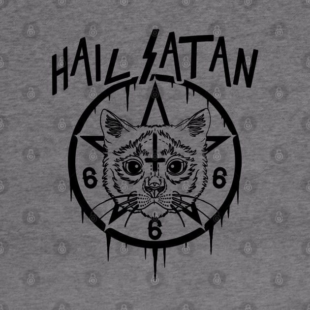 HAIL SATAN - EVIL CAT - SATANIC CAT - FUNNY CAT by Tshirt Samurai